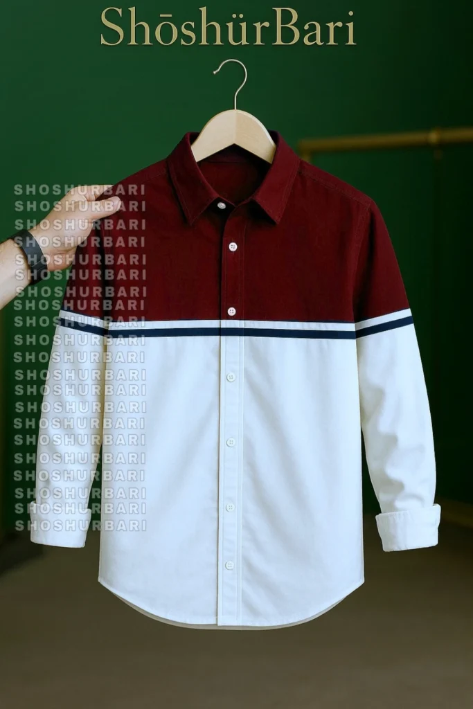 merun &white design shirt