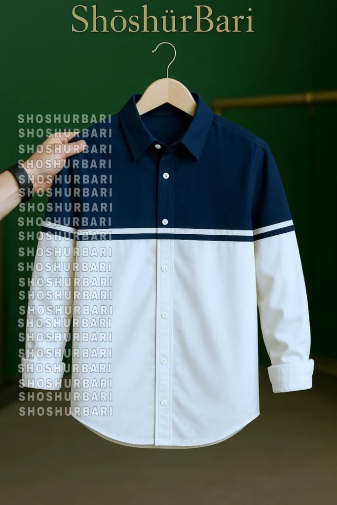 nevy & white design shirt