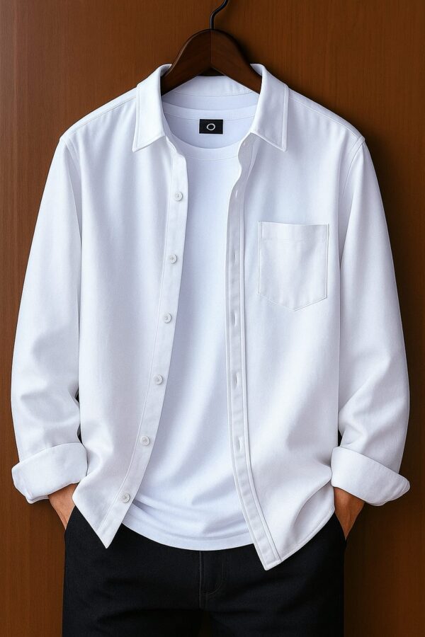 PREMIUM SINGLE POCKET SOLID SHIRT(2) white