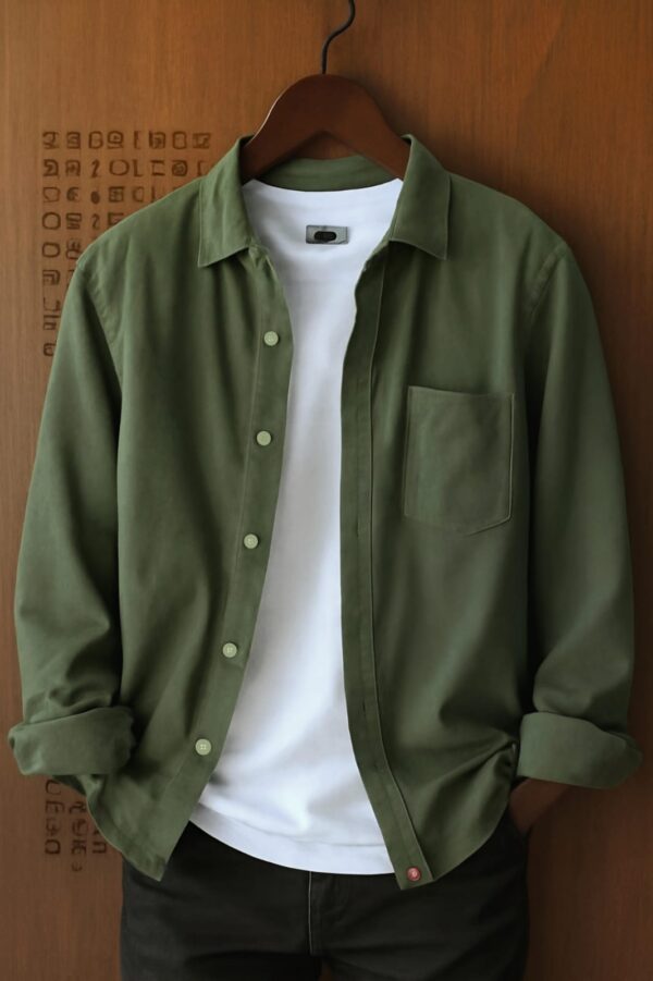PREMIUM SINGLE POCKET SOLID SHIRT(2)Olive