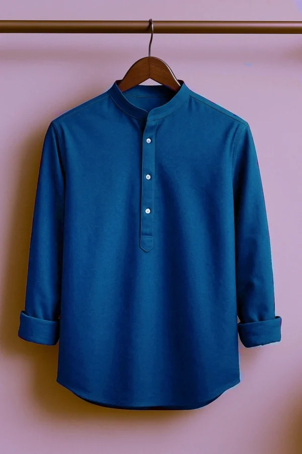 PREMIUM OXFORD COTTON KATUA FOR MEN (PETROL COLOUR) 2