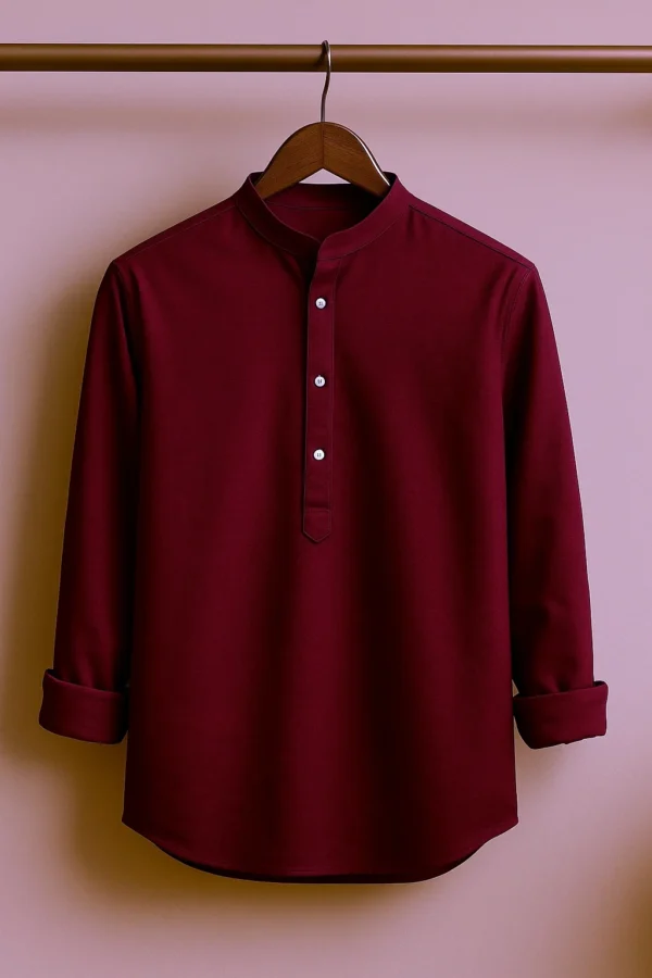 PREMIUM OXFORD COTTON KATUA FOR MEN (MERUN COLOUR)2